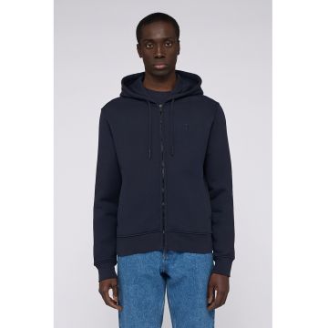 Hanorac cu fermoar si model uni - Albastru inchis