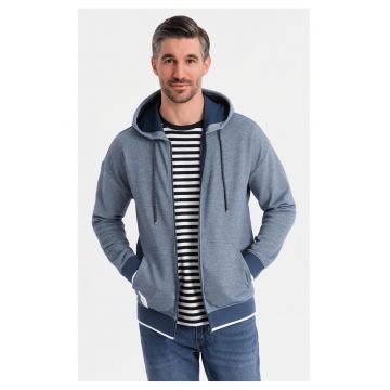 Hanorac cu maneci cazute si fernoar - Albastru inchis