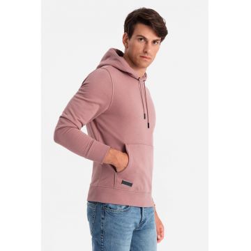 Hanorac de bumbac cu buzunar kangaroo - Rosu stins