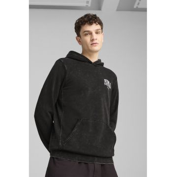 Hanorac din amestec de bumbac cu buzunar kangaroo - Negru