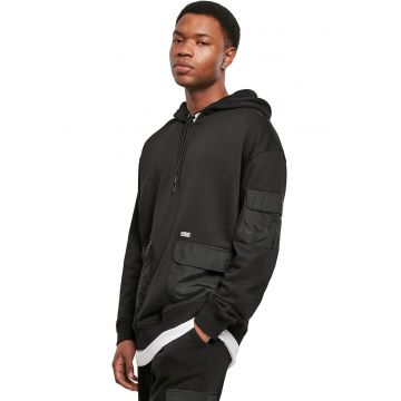 Hanorac din amestec de bumbac cu buzunare cu clapa - Negru