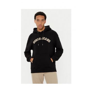 Hanorac din bumbac cu model logo in relief