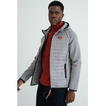 Jacheta cu fermoar si logo discret Donald - Gri deschis