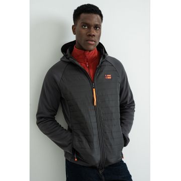 Jacheta cu fermoar si logo discret Donald - Gri inchis