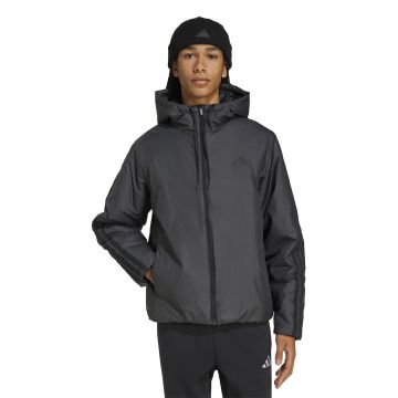 Jacheta cu gluga si fermoar - Negru