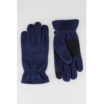 Manusi din fleece cu logo brodat - Negru/Bleumarin