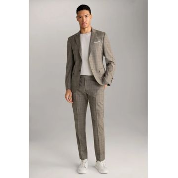 Pantaloni clasici din lana - cu imprimeu in carouri - Gri