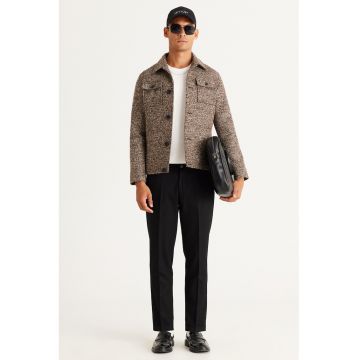 Pantaloni slim fit eleganti cu pensa - Negru