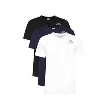 Set 3 tricouri barbati -  alb - negru - bleumarin - 100% bumbac -