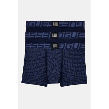 Set de boxeri cu banda logo in talie - 3 perechi - Albastru inchis