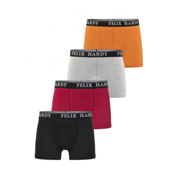 Set de boxeri cu banda logo in talie - 4 perechi - Multicolor