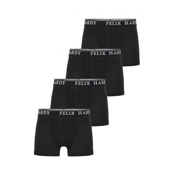 Set de boxeri cu banda logo in talie - 4 perechi - Negru