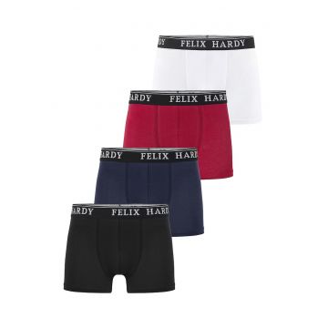 Set de boxeri cu banda logo in talie - 4 perechi - Rosu/Alb optic/Bleumarin