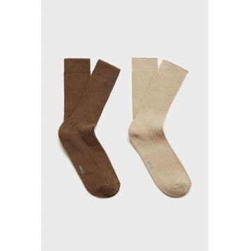 Set de sosete din amestec de bumbac - 2 perechi - Maro inchis/Maro deschis