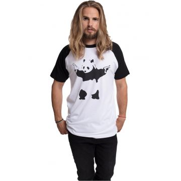 Tricou cu imprimeu Panda - Alb/Negru