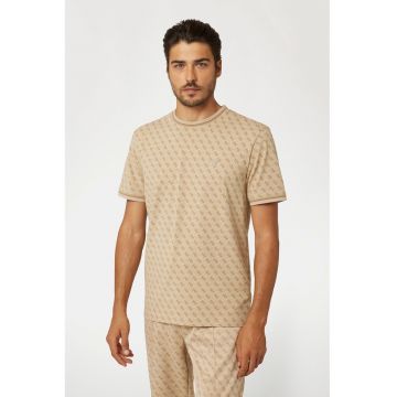 Tricou cu model - pentru fitness - Bej