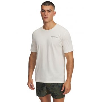 Tricou din amestec de bumbac cu imprimeu - Crem