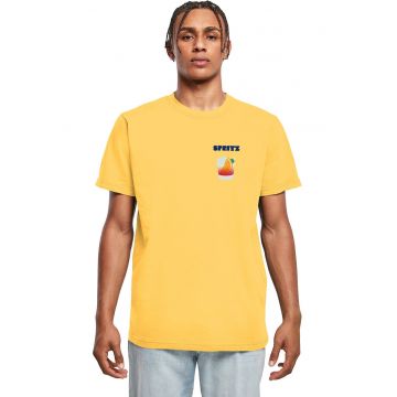 Tricou din bumbac cu decolteu la baza gatului - Galben