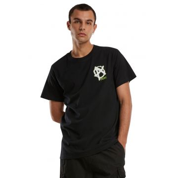 Tricou din bumbac cu decolteu la baza gatului - Negru