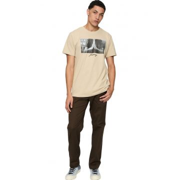 Tricou din bumbac cu imprimeu foto frontal - Maro nisip