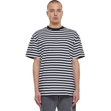 Tricou lejer cu model in dungi - Negru/Alb optic