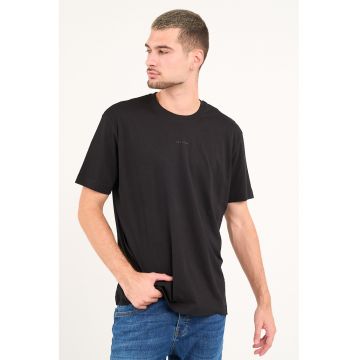 Tricou lejer cu model uni - Negru