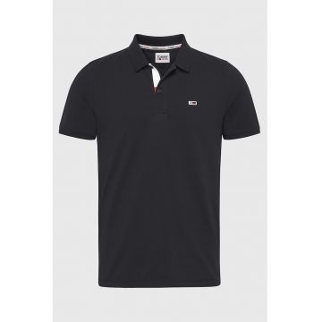 Tricou polo de bumbac organic cu logo - Negru