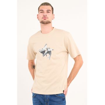 Tricou regular-fit cu imprimeu grafic - Gri deschis/Bej deschis