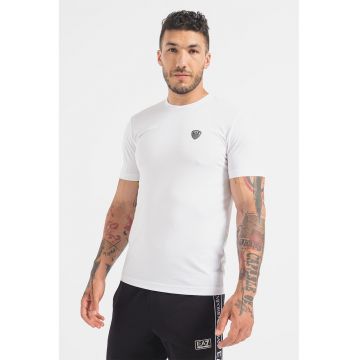 Tricou regular fit cu logo - Alb
