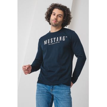 Bluza de bumbac cu logo - Bleumarin