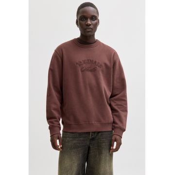 Bluza de trening din amestec de bumbac organic cu captuseala calduroasa - Maro cognac