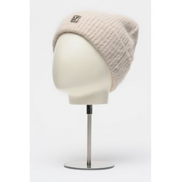 Caciula din amestec de lana si lana alpaca cu ciucure - Maro nisip