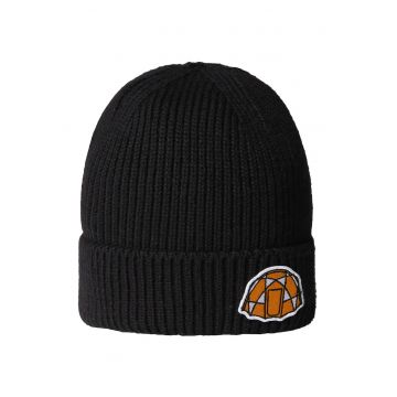 Caciula striata cu detaliu cu aplicatie - Negru stins