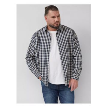 Camasa barbati big sizes cu imprimeu in carouri - Albastru inchis