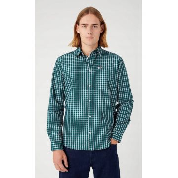 Camasa barbati -  model We Care - croiala regulata - verde-teal intens - bumbac - Verde