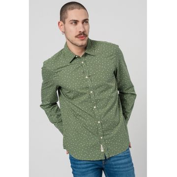 Camasa cu model si maneci lungi - Verde feriga