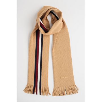 Fular din amestec de lana cu dungi - Caramel