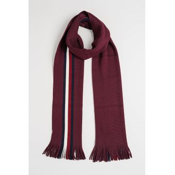 Fular din amestec de lana cu dungi - Violet tyrian
