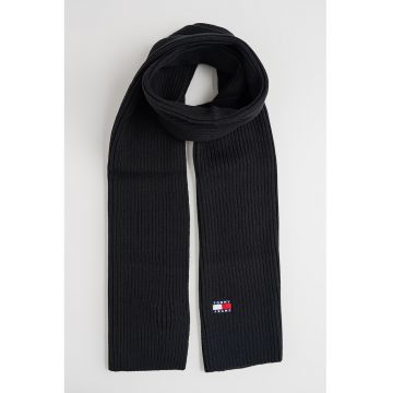 Fular din bumbac organic cu striatii Heritage - Negru