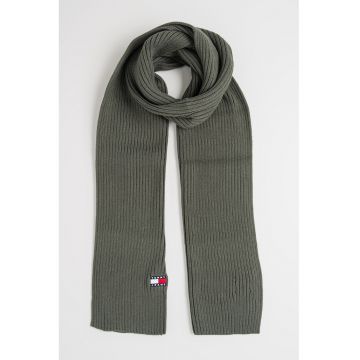 Fular din bumbac organic cu striatii Heritage - Verde feriga