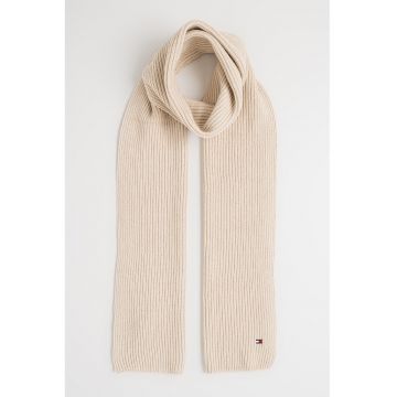 Fular striat din bumbac si casmir - Maro camel