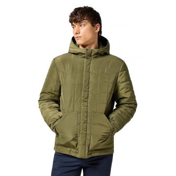 Geaca barbati  verde iedera - cu gluga - poliester/poliamida