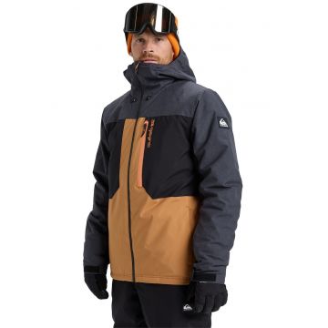 Geaca cu gluga pentru ski Dawson - Negru/Portocaliu persan/Gri antracit