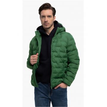 Geaca matlasata cu gluga detasabila - buzunare - sac de compresie -  J-Sintor - Verde - Verde