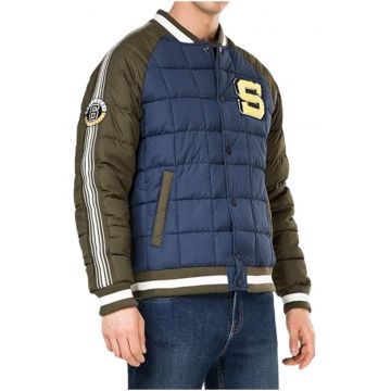 Geaca pentru barbati Superdry Kyan Box Quilt - Poliester - Albastru/Kaki
