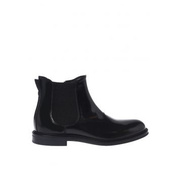 Ghete Chelsea de piele - Negru