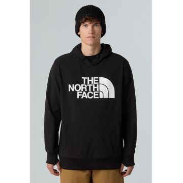 Hanorac cu logo si buzunar kangaroo - Alb/Negru