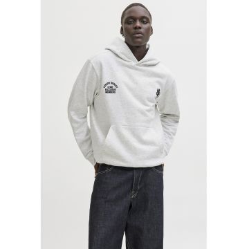 Hanorac din amestec de bumbac organic cu buzunar kangaroo - Gri deschis melange