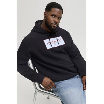 Hanorac lejer din amestec de bumbac cu imprimeu logo - Negru