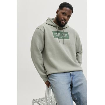 Hanorac lejer din amestec de bumbac cu imprimeu logo - Verde pal